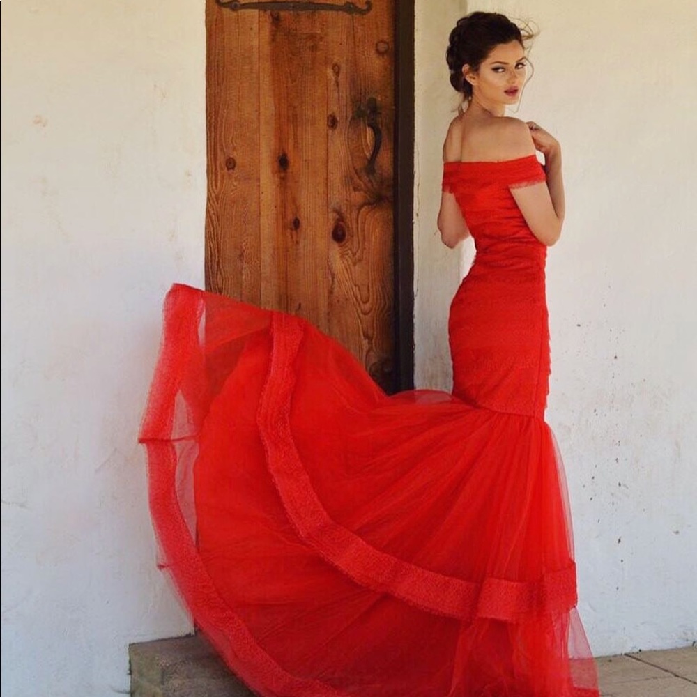 Eman alajlan red maxi dress